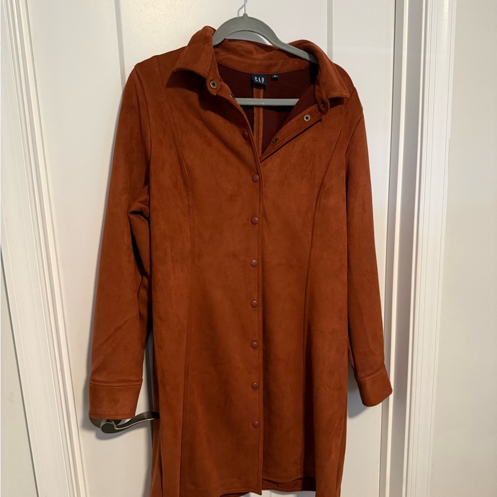 GAP Rust Suede-Look Snap Front Dress
